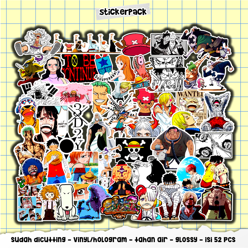 

52pcs sticker one piece series part 3, sad moment series stiker vinyl & hologram tahan air