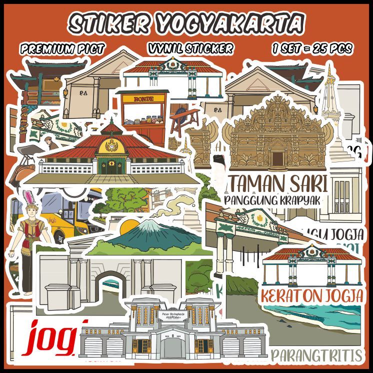 

1 pack] Stiker Yogyakarta / Jogja Cocok untuk oleh-oleh / scrapbook / jurnal - ddu-du sticker