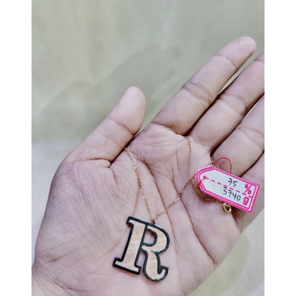 Gelang rantai emas 75 huruf R