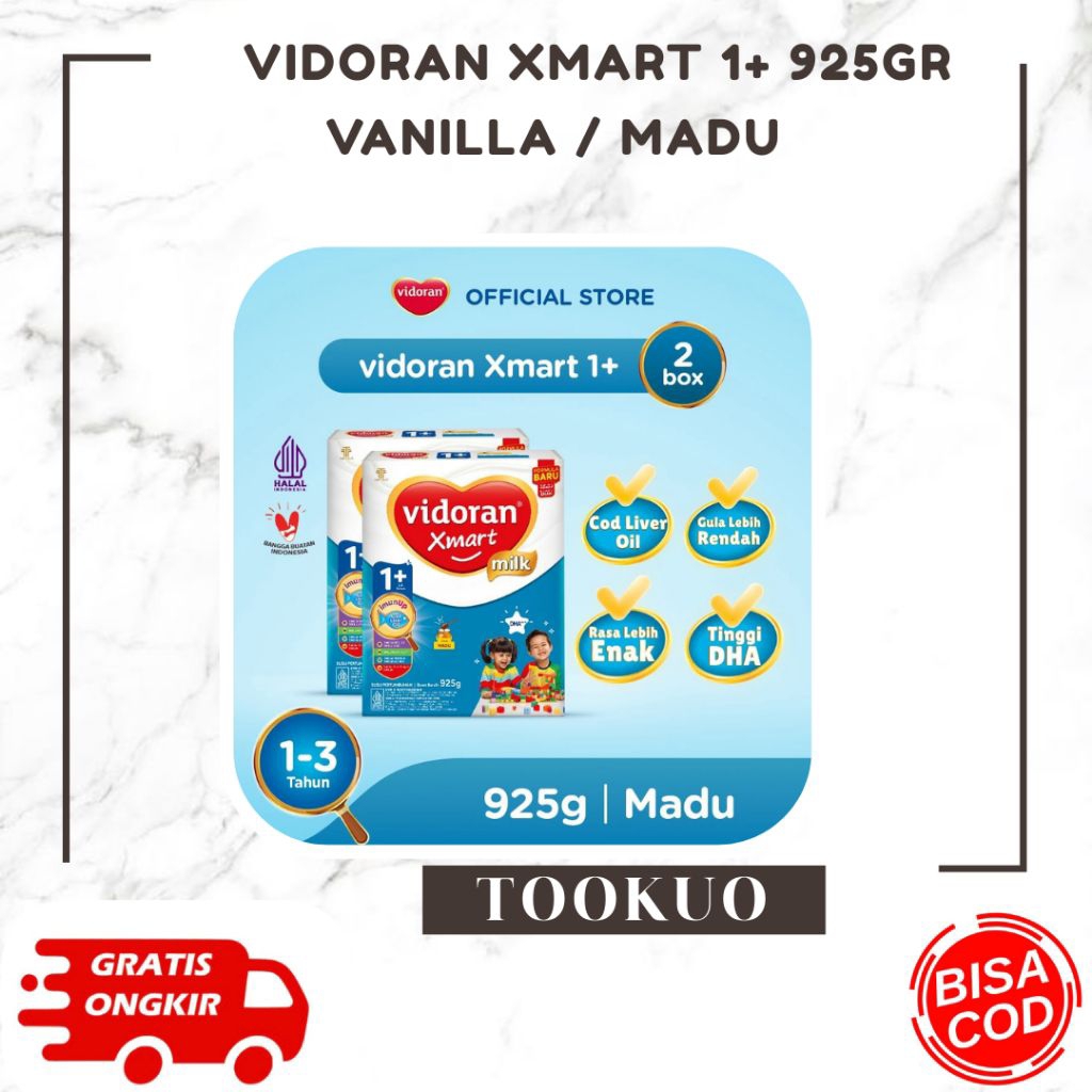

TERLARIS !!! Vidoran Xmart 1+ All Variant 925gr Susu Formula Pertumbuhan Anak 1-3 Tahun *Tookuo*