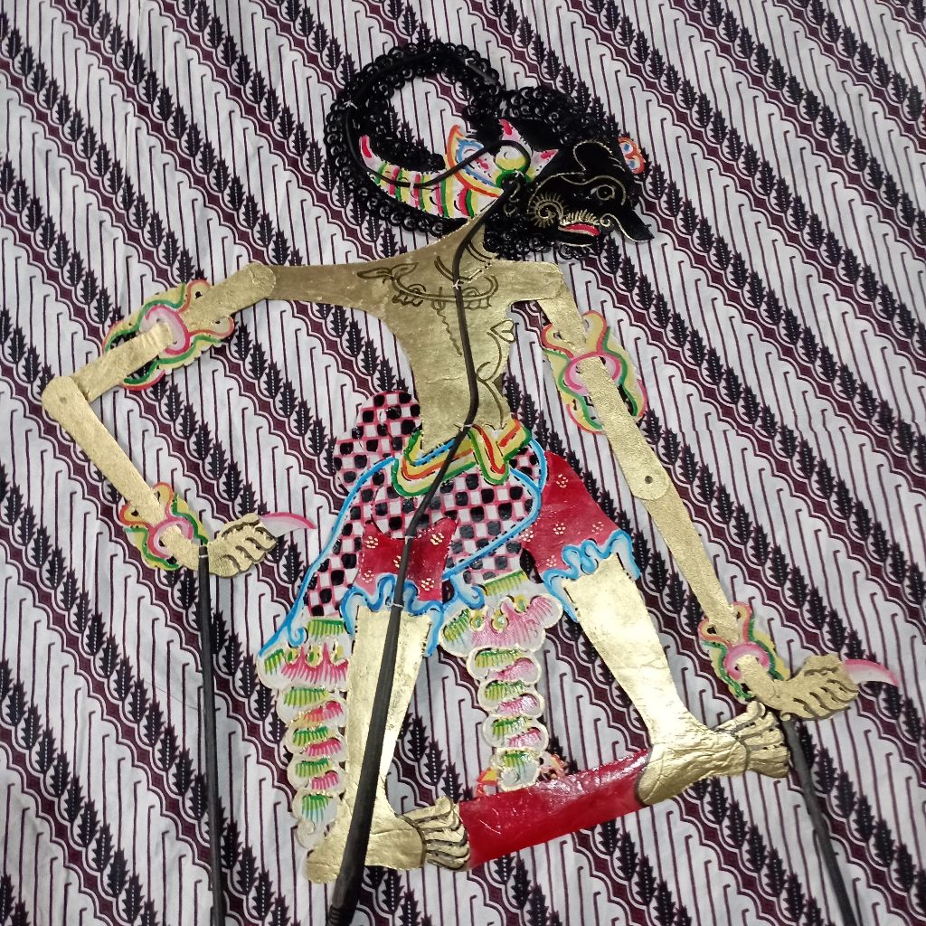 Wayang Kulit Tokoh Werkudara/Bima/Werkudoro Wayang Kulit Sapi Asli Ukuran 60cm