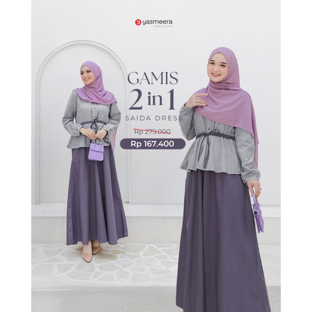 Yasmeera Saida Dress Gamis Wanita Modern Elegan Premium Terbaru by Yasmeera