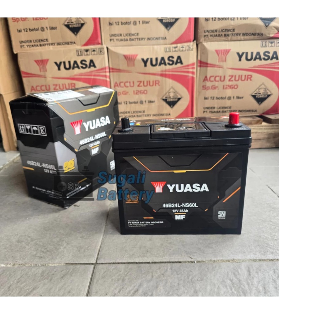 Aki Mobil YUASA NS60 46B24R/L  - NS60R/L MF 12V 45Ah Aki Kering Original YUASA