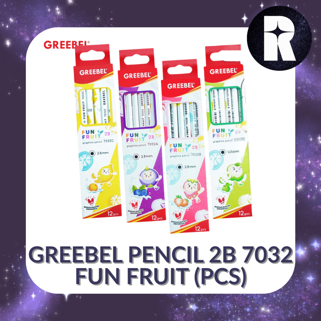 

GREEBEL PENCIL 2B 7032 FUN FRUIT / PENSIL KAYU 2B KARAKTER LUCU (PCS)