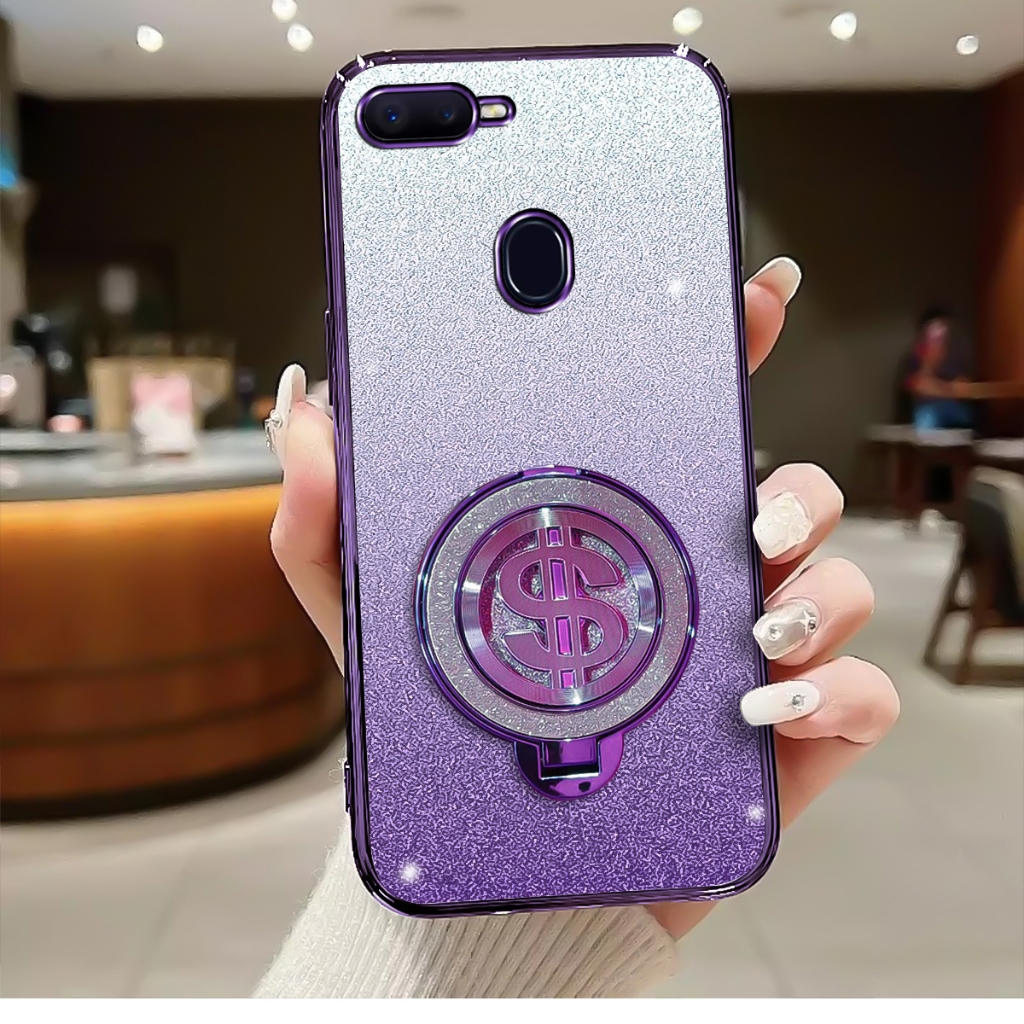 Softcase Oppo F9 Case Glitter Luxury With Stand Terbaru Silicone