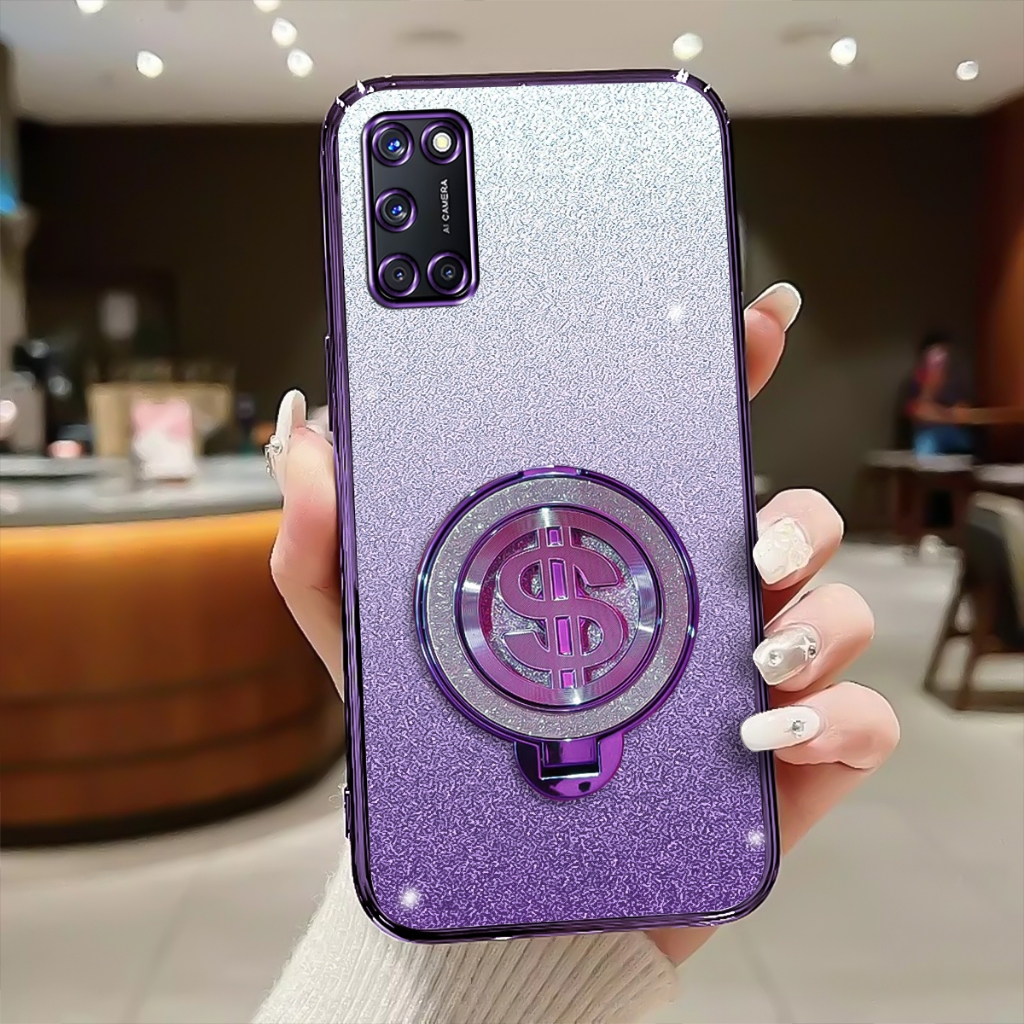 Softcase Oppo A52, A92 Case Glitter Luxury With Stand Terbaru Silicone