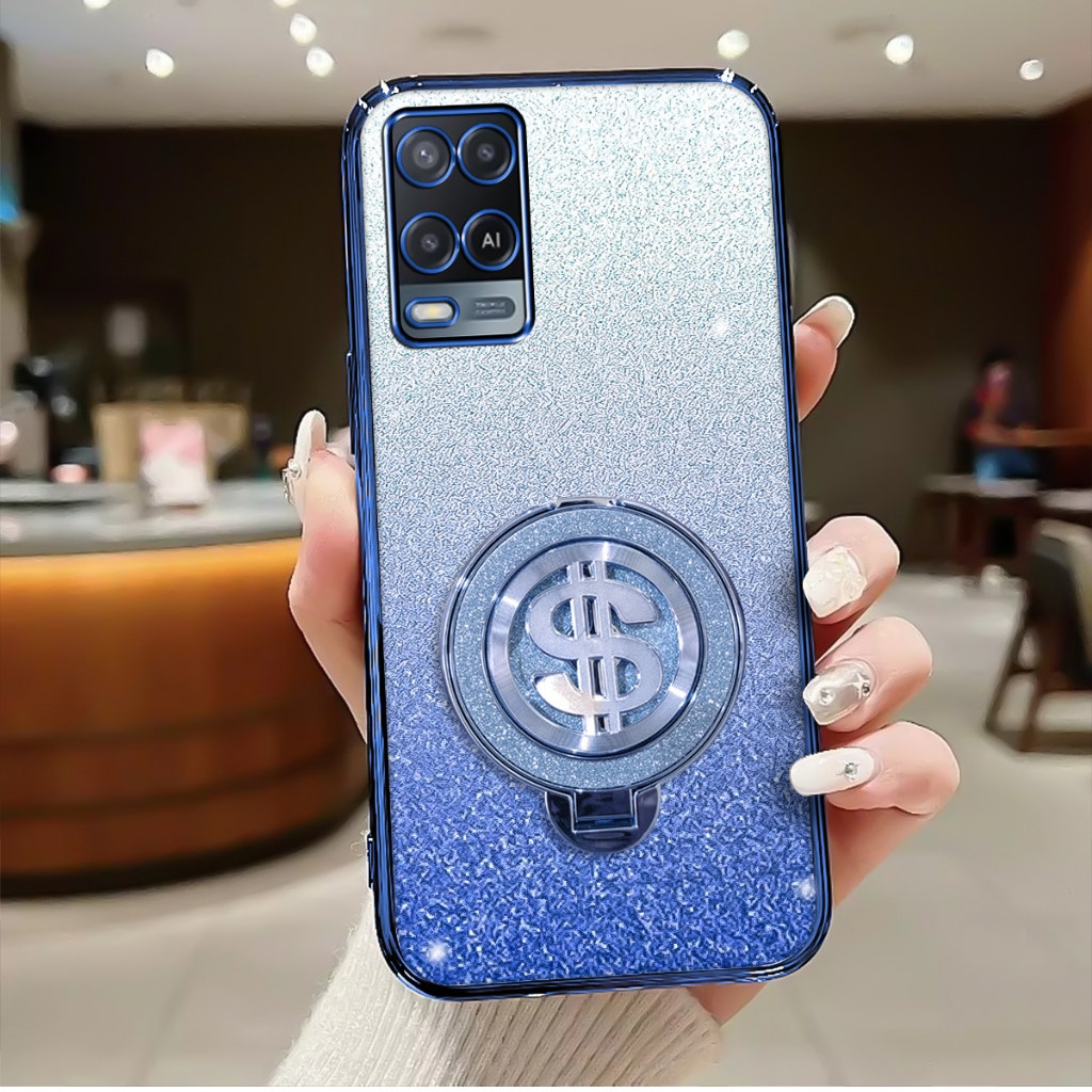 Case Oppo A54 4G Softcase With Kick Stand Luxury Silicone Glitter