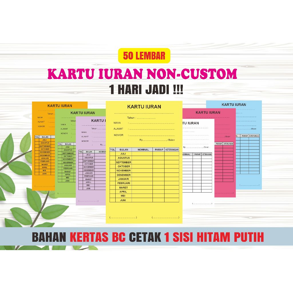 

Kartu iuran sekolah atau paguyuban