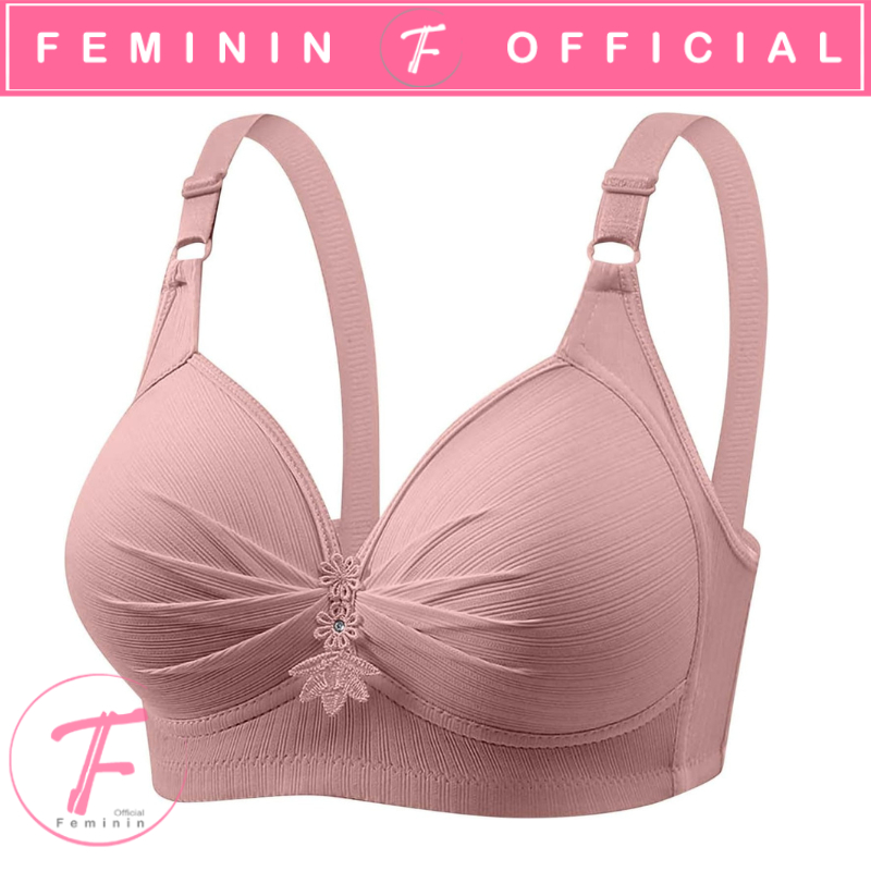 Feminin Bra Wanita Push Up Jumbo Cup 3/4 Coverage Bh Lembut Tanpa Kawat