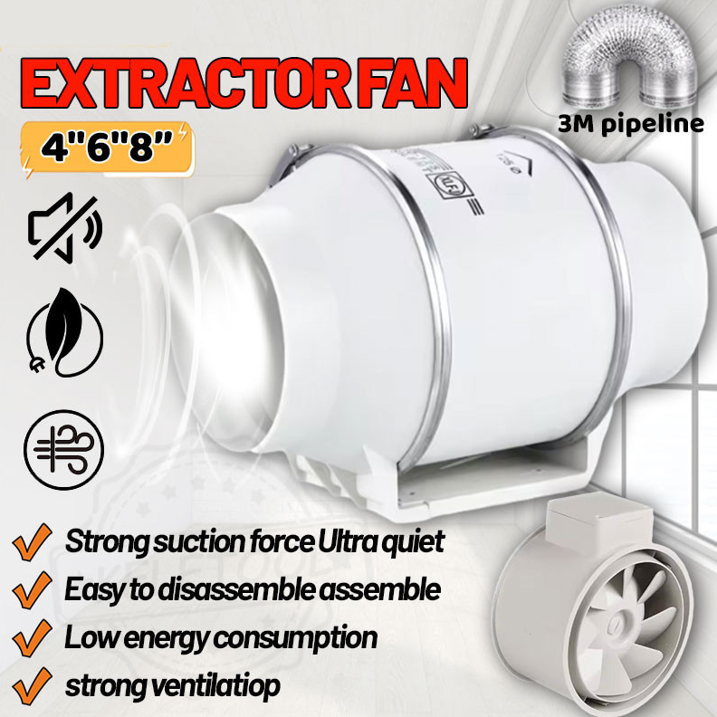 4" 6" 8"Inch Blower Exhaust Fan Kipas Mountable Exhaust Fan Tekanan Meningkatkan Fan Ventilator Kama