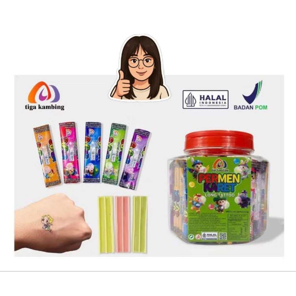 

TIGA KAMBING PERMEN KARET TATTOO/BUBBLE GUM TATTOO ISI 50