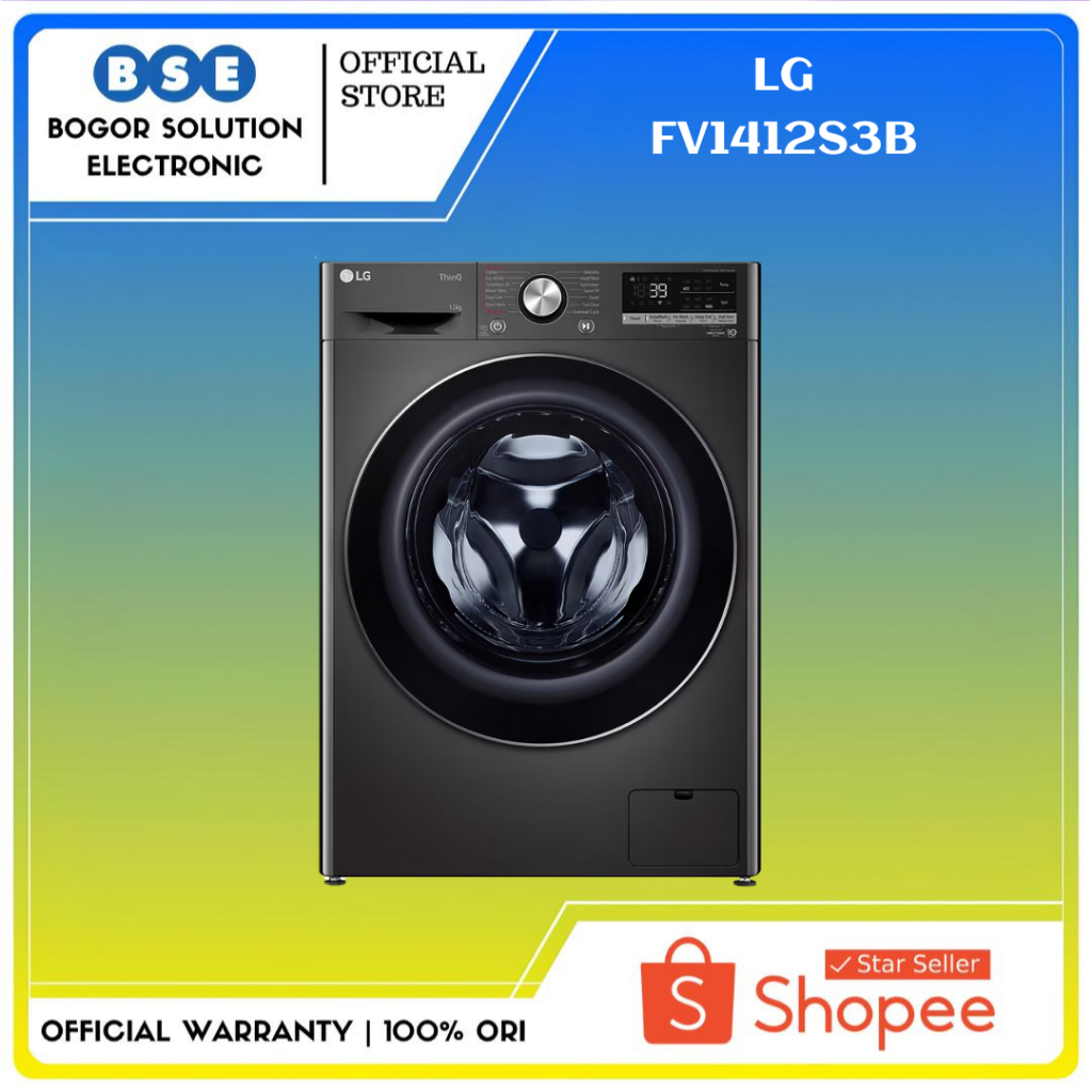 Mesin Cuci & Pengering Front Loading 12Kg LG FV1412S3B Inverter AI DD LG 12 kg