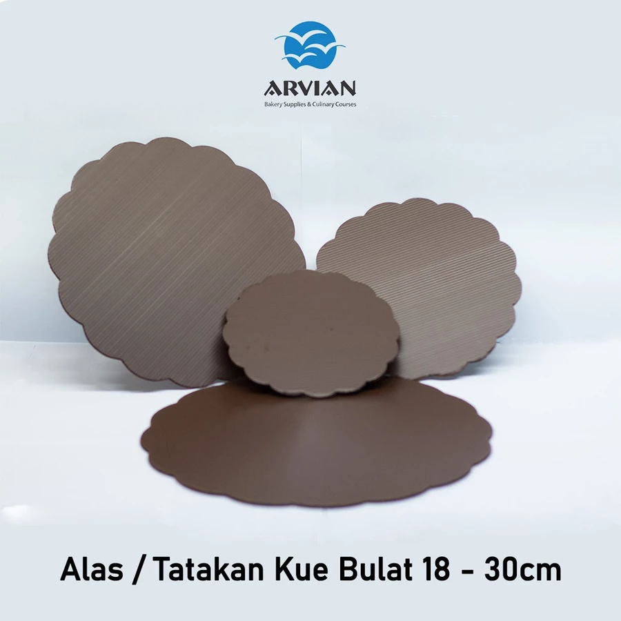 Alas / Tatakan Kue Tart Bulat bentuk Bunga Coklat 18-30cm Dekorasi Baking - Arvian Surabaya