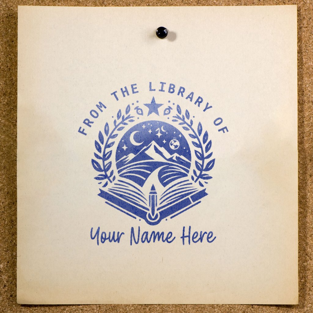 

Stempel Buku Ex Libris Custom Nama SE-79 | Desain Gunung & Bulan Artistik | Stamp Perpustakaan