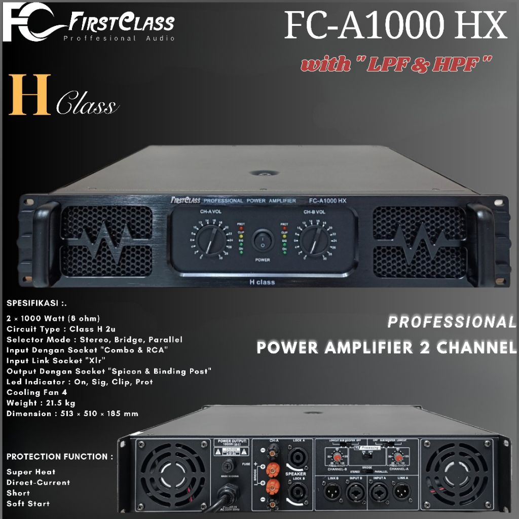 H Class Power Amplifier Firstclass FCA 1000HX | Power Ampli FCA 1000 HX FC A1000 HX