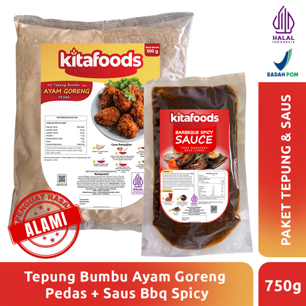 

Kitafoods Paket Bundling 6 (Tepung ayam pedas 500gr + bbq sauce 250gr) Tanpa penguat rasa