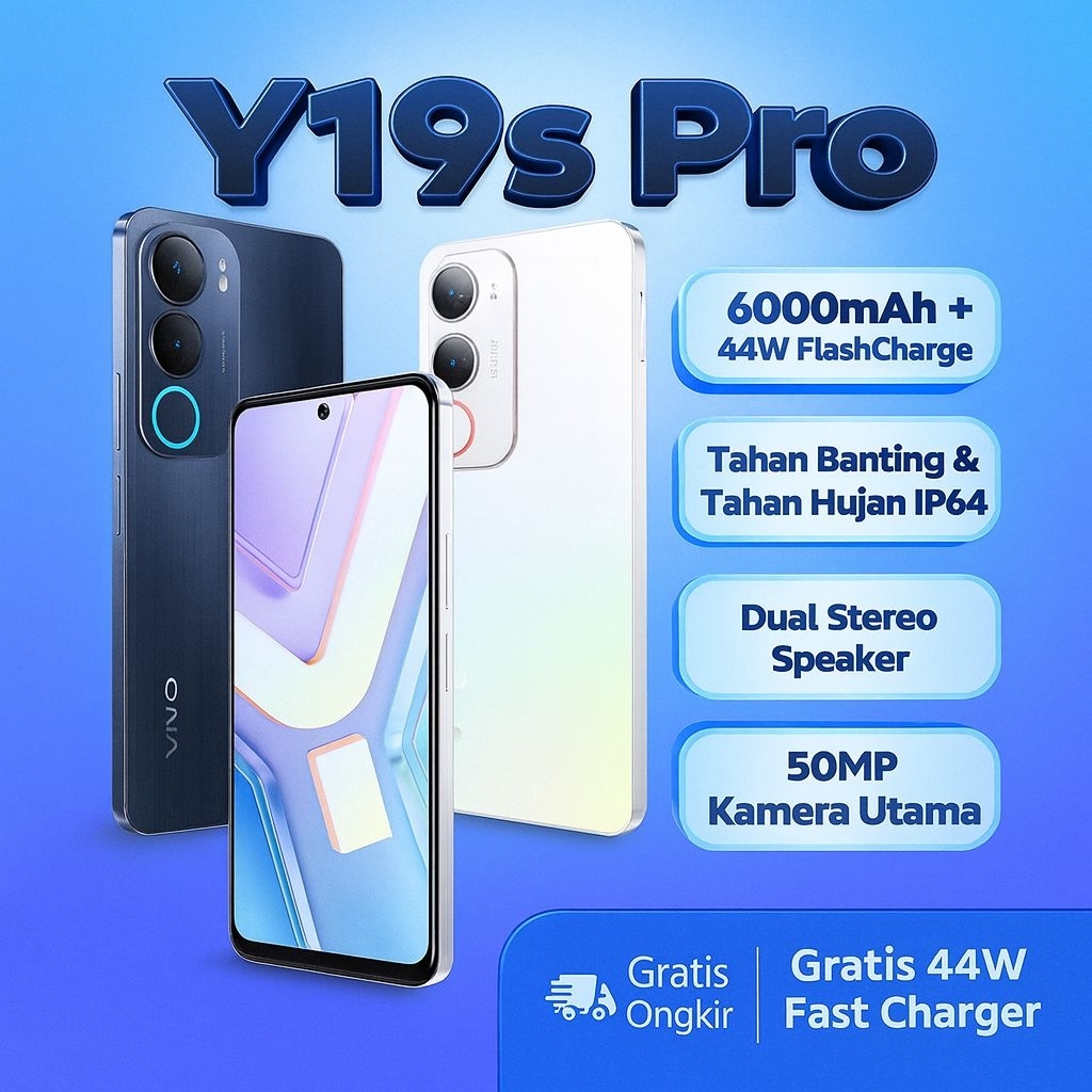 VIVO Y19s Pro (4/128) Baterai 6000mAh, Camera 50Mp, Ip64