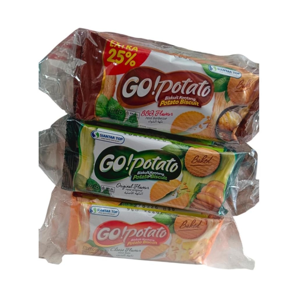 

snack camilan Go potato biskuit kentangisi 10 bungkus @ 14grVarian bbq Original Cheese
