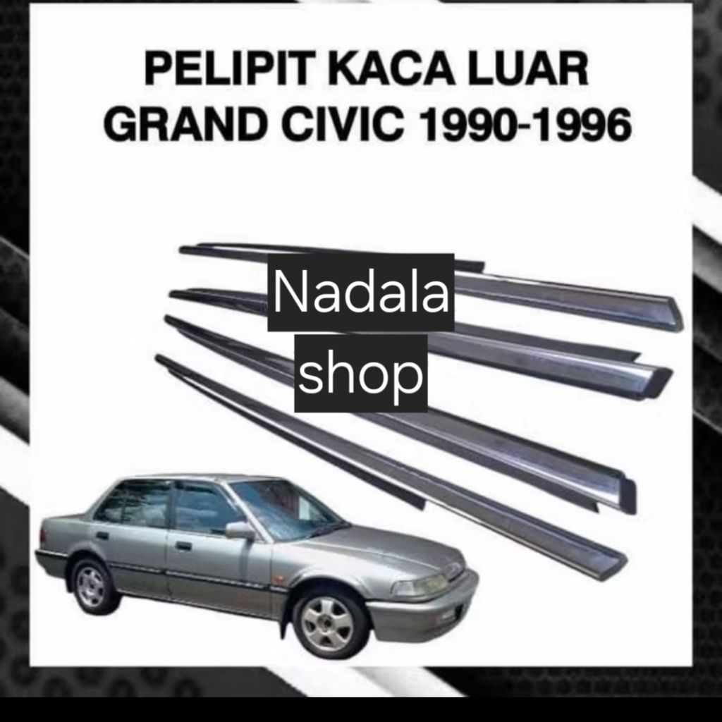 karet pelipit kaca pintu bagian luar honda grand civic 1990-1996