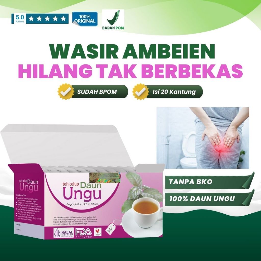 

Obat Wasir Ambeien Duduk Terasa Sakit Teh Daun Ungu Tazakka isi 20 Kantung sudah Resmi Edar