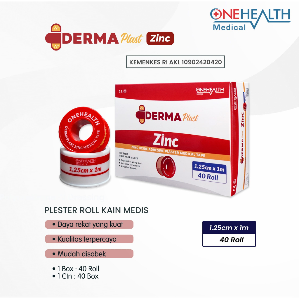 Onehealth Dermaplast Medical Zinc Oxide Alat Plester Perekat Perban Luka
