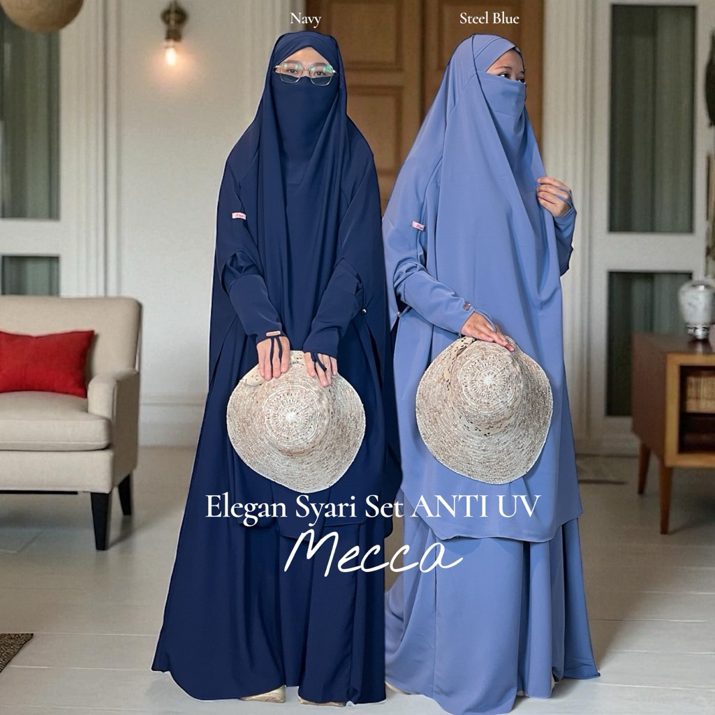 ANTI UV MECCA Syar'i Set French Khimar ( Sudah Satu Set Gamis + FK Jumbo )