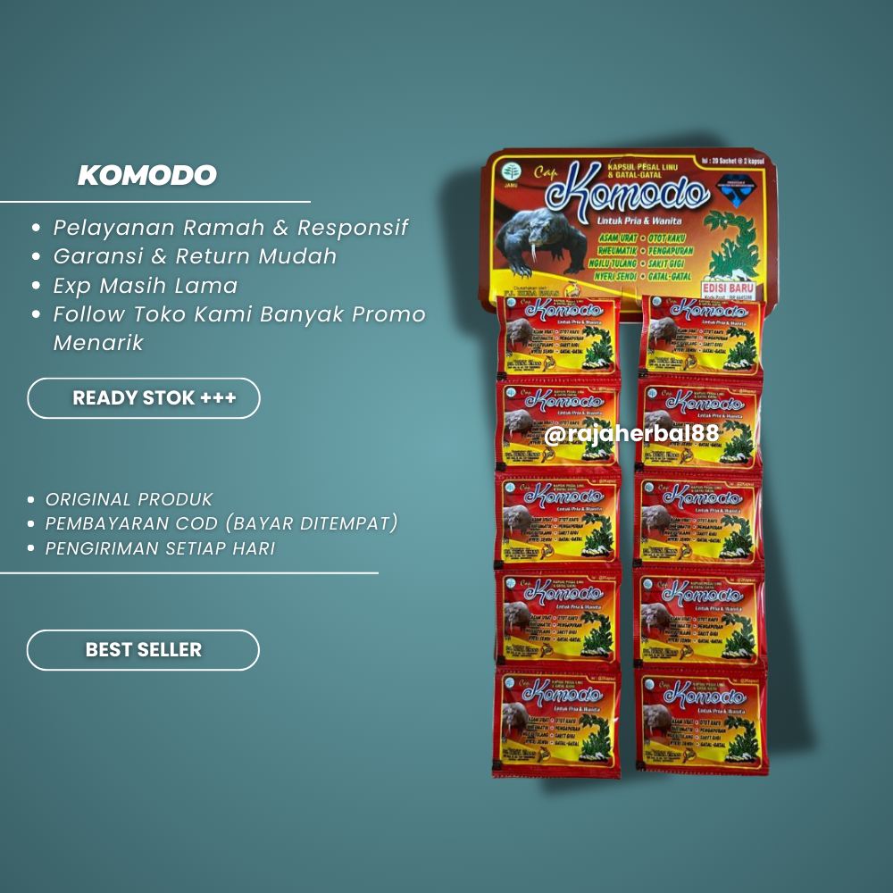 

Kapsul Komodo Original 20 Sachet Asam Urat Pegal Linu