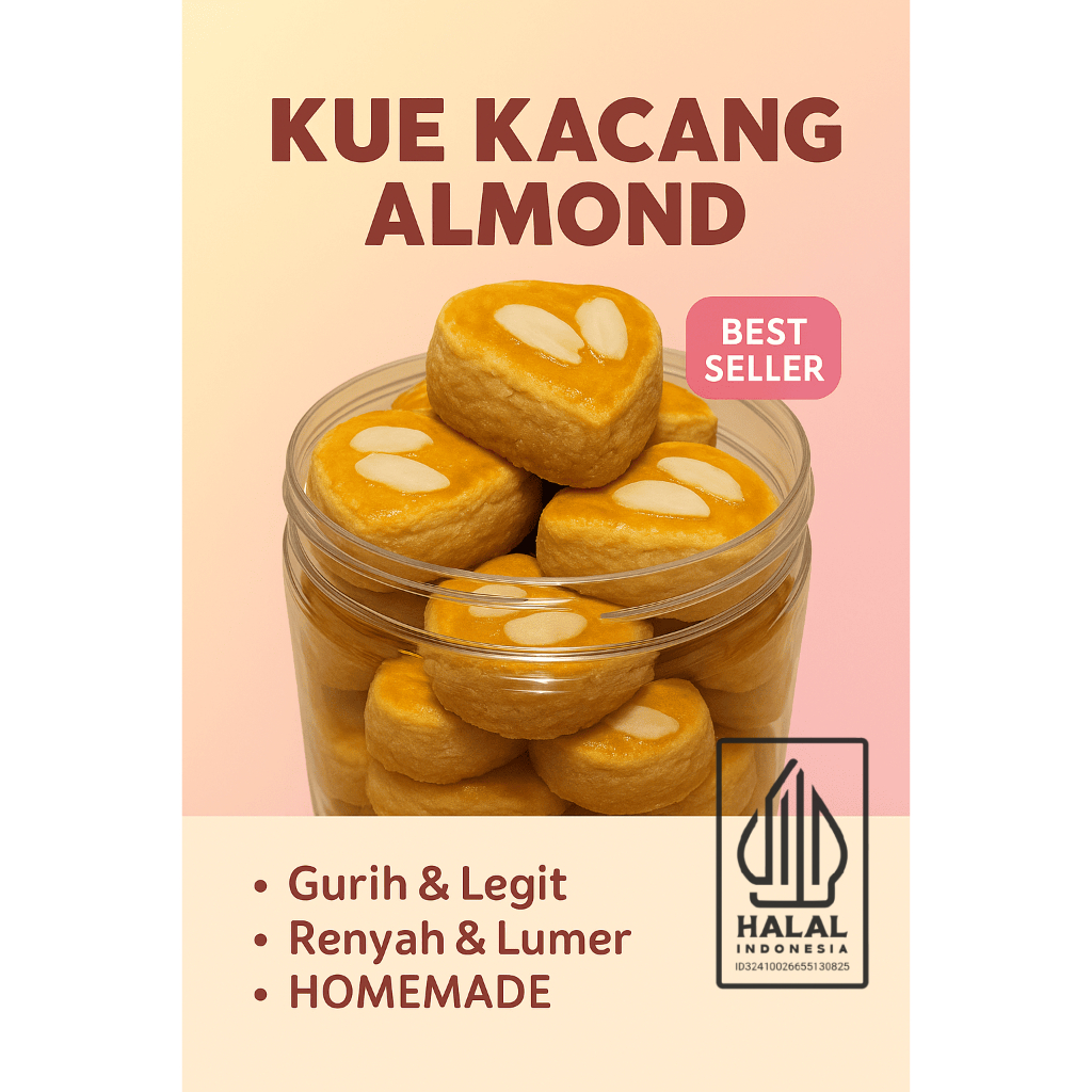 

【COD】Kue Kacang Tanah Almond 500g – Kue Kering Homemade Gurih Manis, Cocok Buat Cemilan & Oleh-oleh