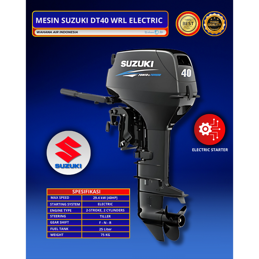 MESIN PERAHU TEMPEL SUZUKI DT40 WRL ELECTRIC 40PK
