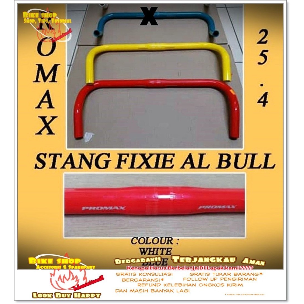 HANDLE BAR - STANG FIXIE BULL PROMAX 25.4 ALLOY Sepeda FIXIE ROAD BIKE SPAREPART SEPEDA TERMURAH