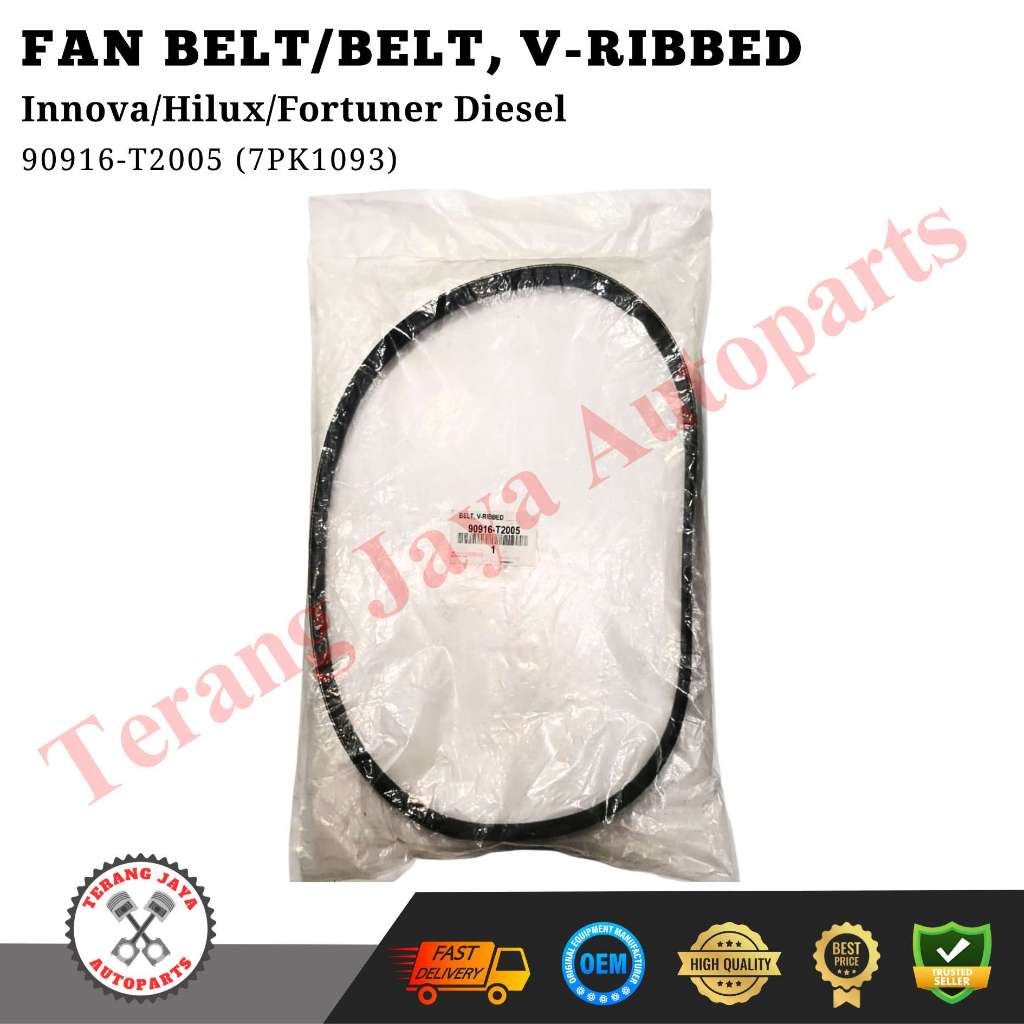 Fan Belt/V-Belt, Ribbed/Tali Kipas (7PK1093) Innova/Hilux/Fortuner Diesel 90916-T2005 ASLI