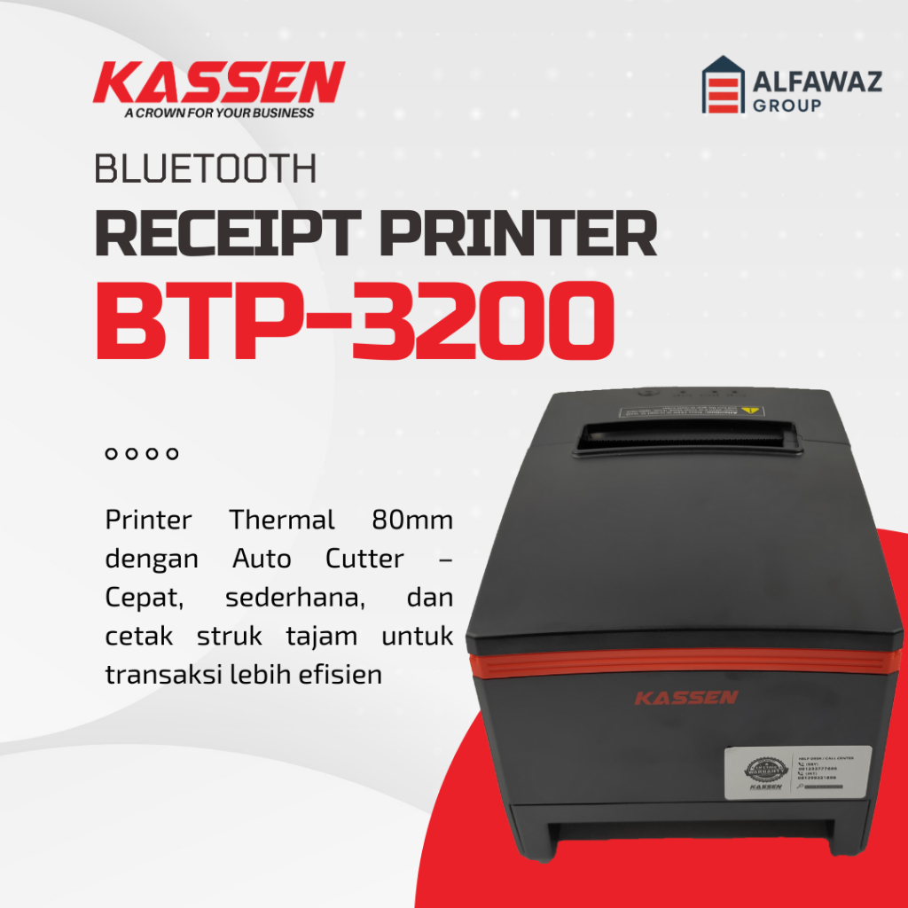 Kassen BT-P3200 Series Thermal Receipt Printer – 80mm Auto Cutter  – Varian Bluetooth & USE