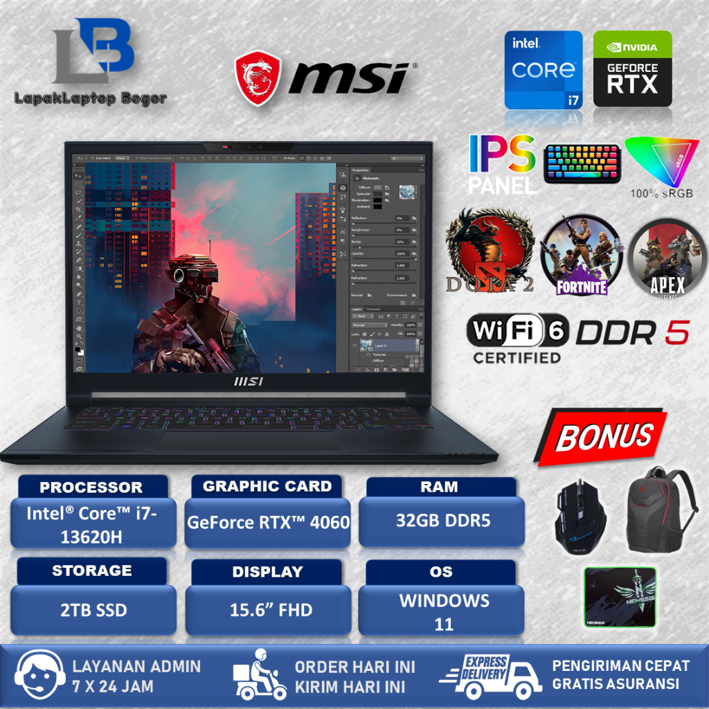 MSI Stealth 14 Studio Nvidia RTX4060 32GB DDR5 2TB WUXGA 165HZ RGB windows11 office