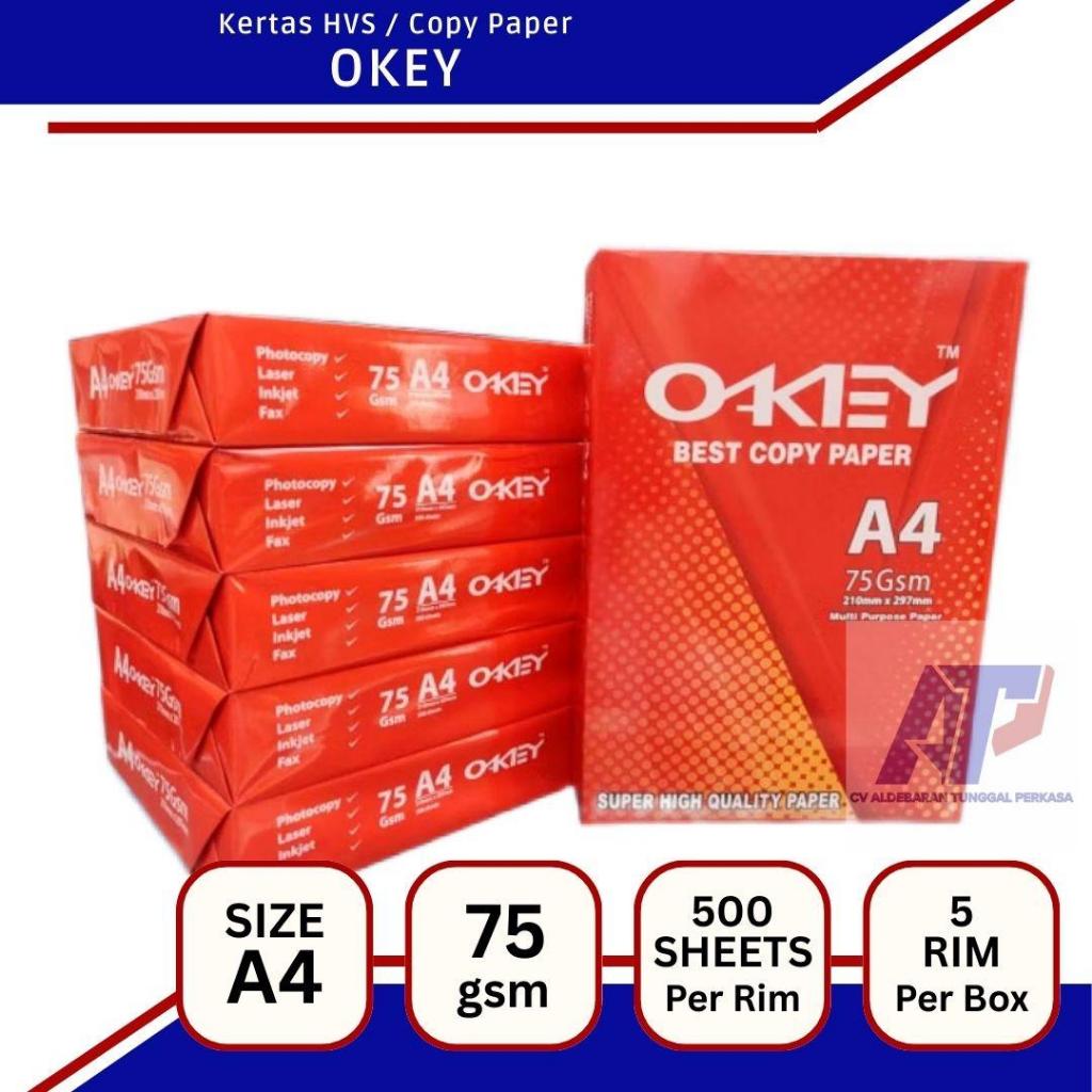 

Kertas HVS A4 OKEY 75 gsm 1 BOX (5 rim/2500 Lembar) Copy Paper Print Copier Fotocopy