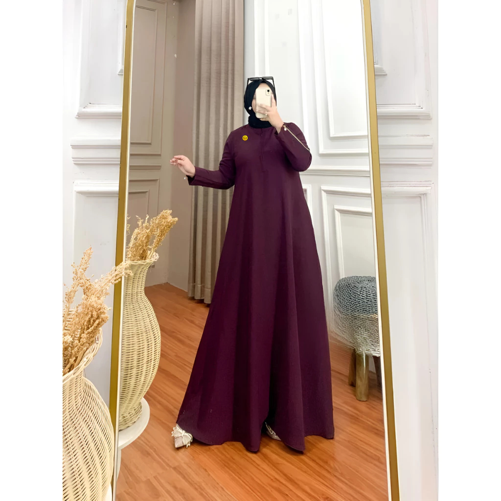 ABAYA Anti UV Tangan Resleting / Gamis Muslim Wanita FLOWY MEDINA
