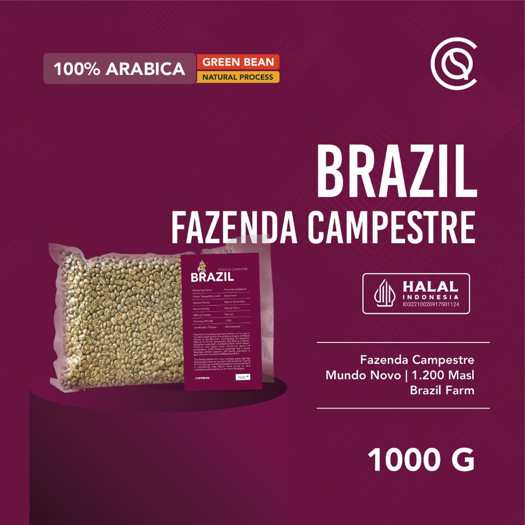 

Biji Kopi Arabika BRAZIL Fazenda Campestre Arabica Green Beans