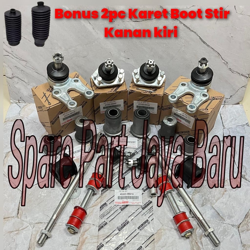 Paketan Komplit Kaki Kaki Depan Toyota Kijang Kapsul 7k 1997-2007 20pc Tie Rod Rack End Link Stabili