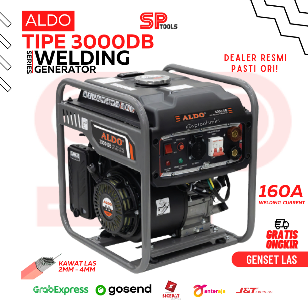 MESIN GENSET LAS / WELDING GENERATOR TRAVO LAS BENSIN 160A 160 AMPERE 1.100 WATT ALDO 3000DB