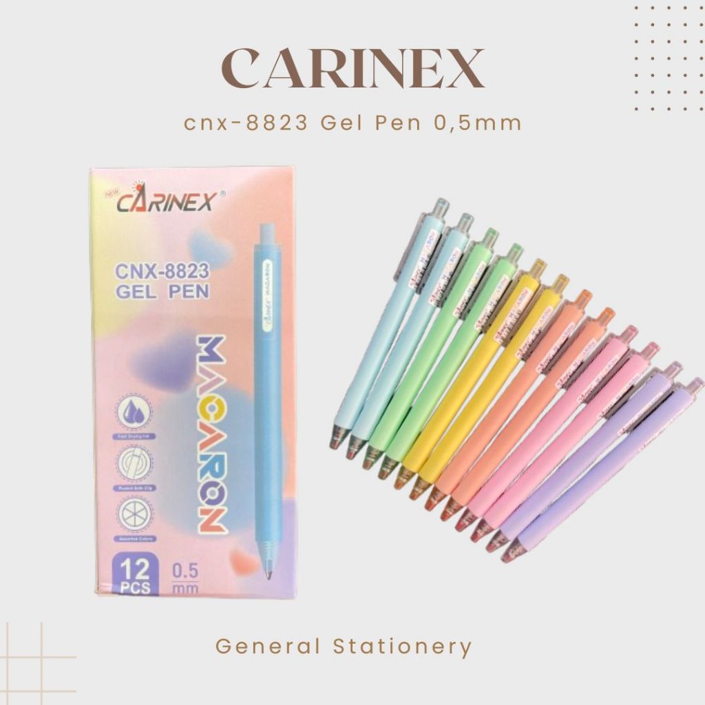 

Carinex Gel Pen Macaron Cnx-8823 0,5mm / Pulpen Gel Merk Carinex Macaron Cnx-8823 / 1 Pcs