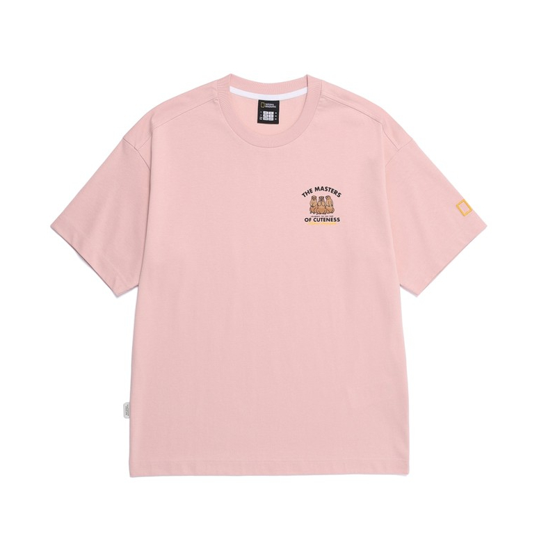 National Geographic Animal Patch Short Sleeve T-Shirt Pink - Kaos Pink