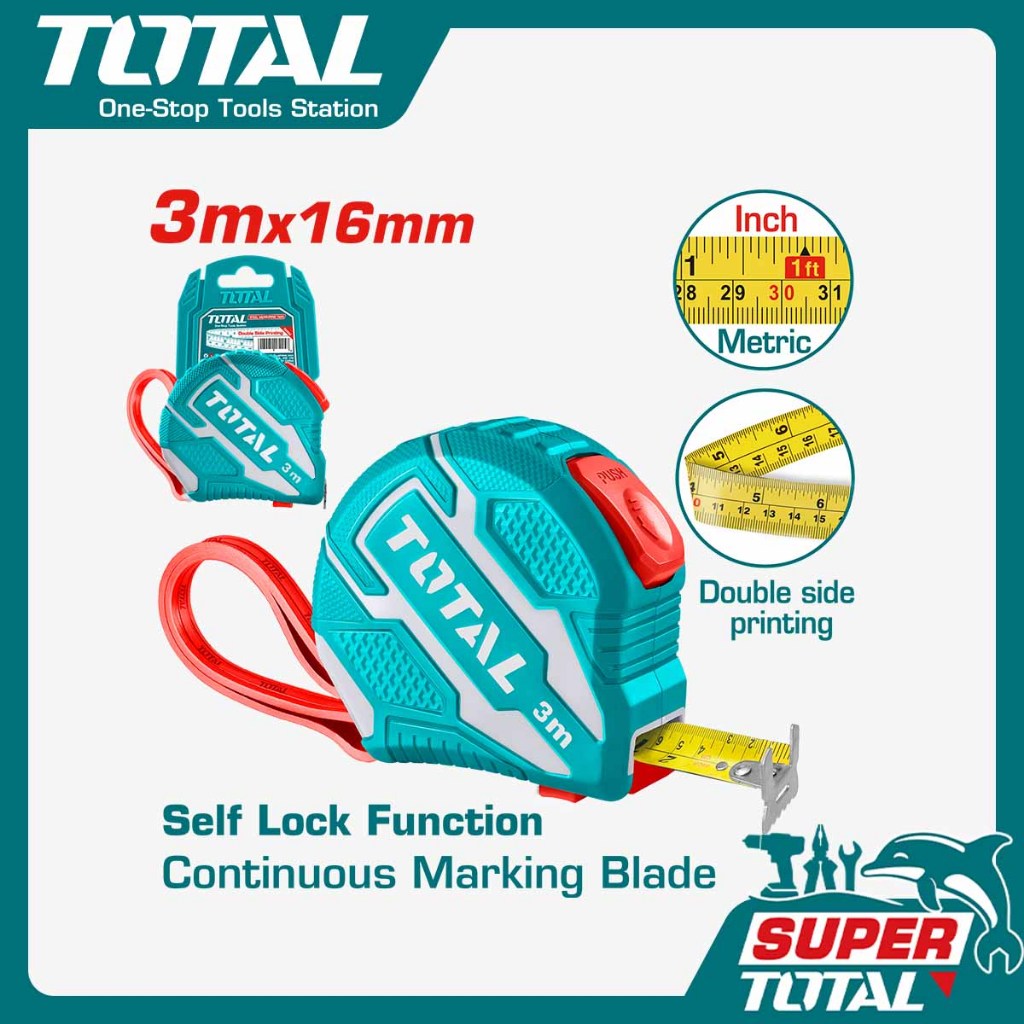 TOTAL Meteran Baja / Steel Measuring Tape TMT126231
