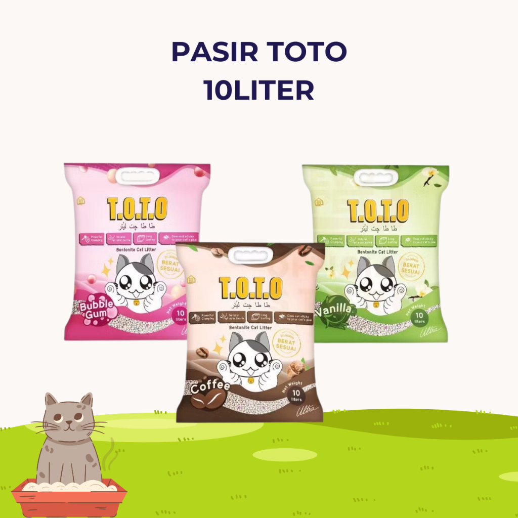 PASIR GUMPAL TOTO CAT 10 LITER | Pasir kucing gumpal Wangi