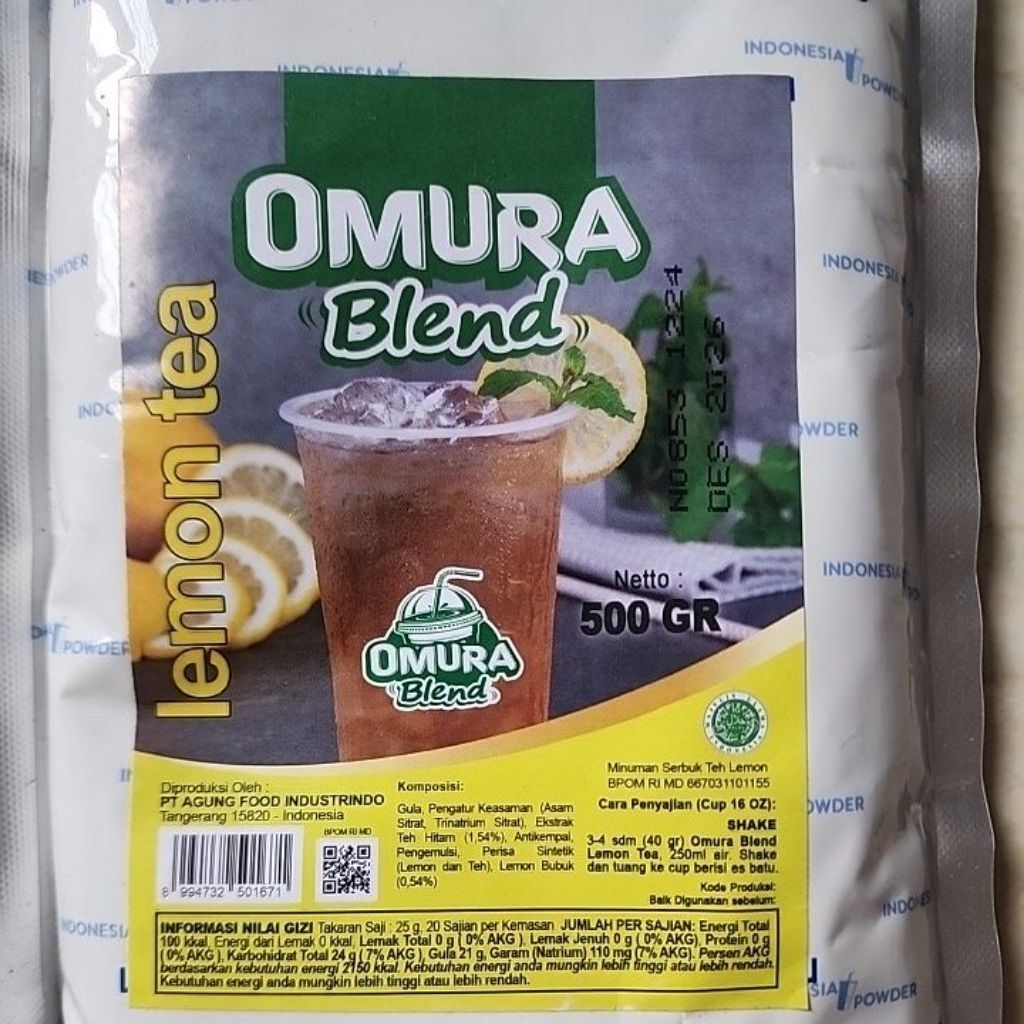 

minuman powder omura blend rasa lemon tea 500 gr