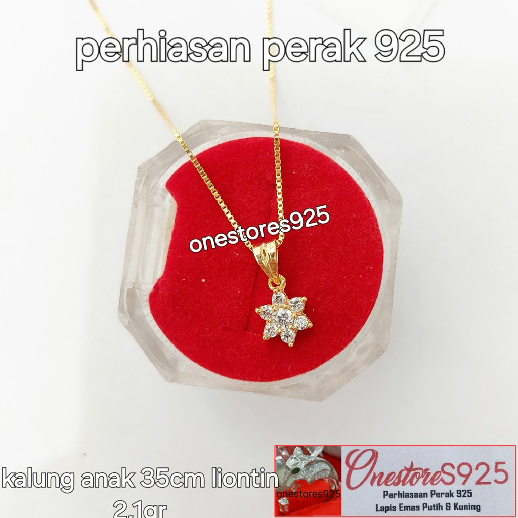 KALUNG ANAK ITALY LIONTIN MARKIS PERAK 925 LAPIS EMAS KUNING