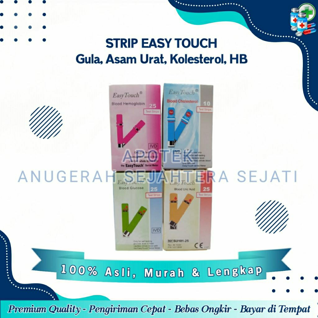 STRIP REFILL EASY TOUCH 3 IN 1 / GULA ASAM URAT KOLESTEROL HB / STRIP STIK EASY TOUCH