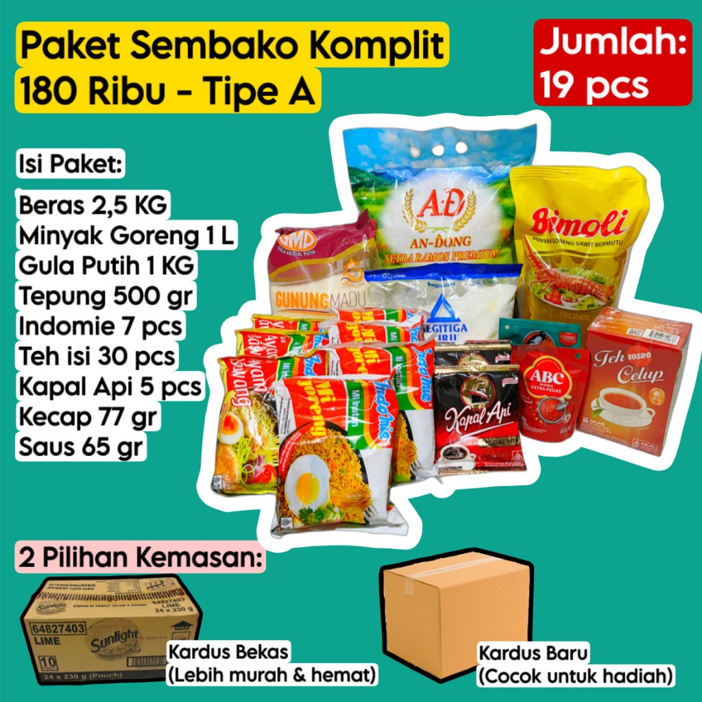 Paket Sembako Murah Lengkap 180rb Praktis Komplit