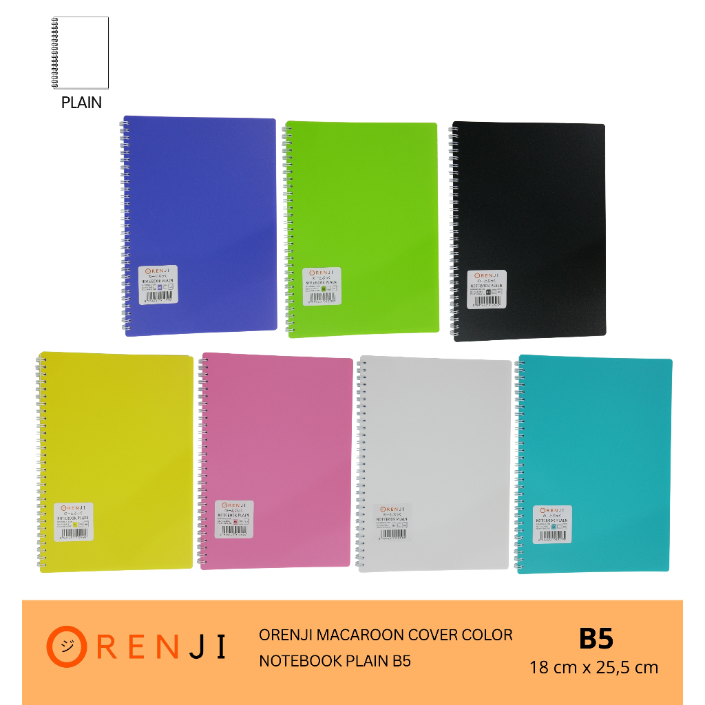 

Orenji Macaroon Cover Color - PLAIN Notebook B5 - Ukuran 18cm x 25,5cm - Kertas Berkualitas - Mencatat Tugas, Catatan Penting