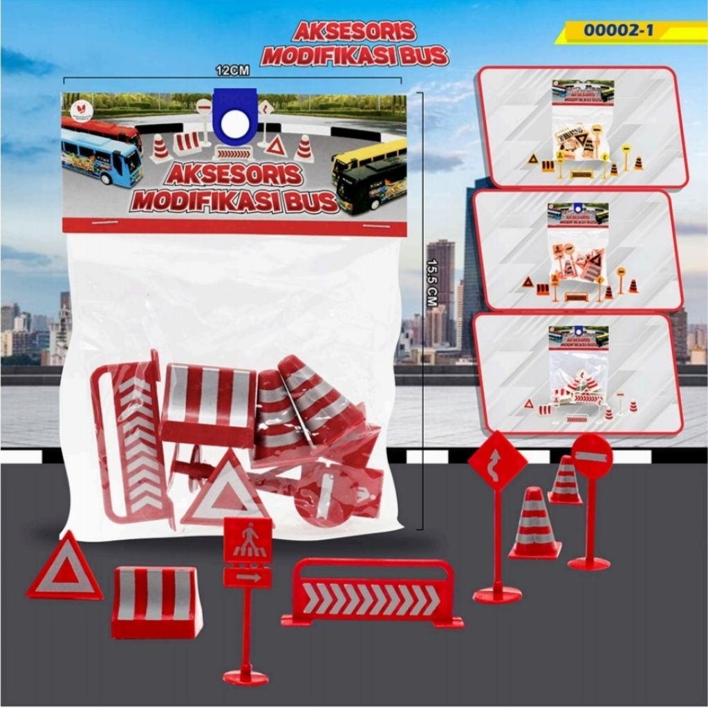 Rambu-rambu Lalu Lintas Aksesoris Bus Miniatur RKC