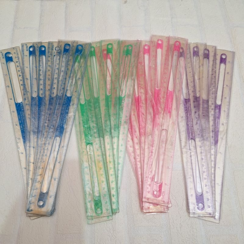 

1 Pak Penggaris Warna ATM 30 Cm / Penggaris Bening