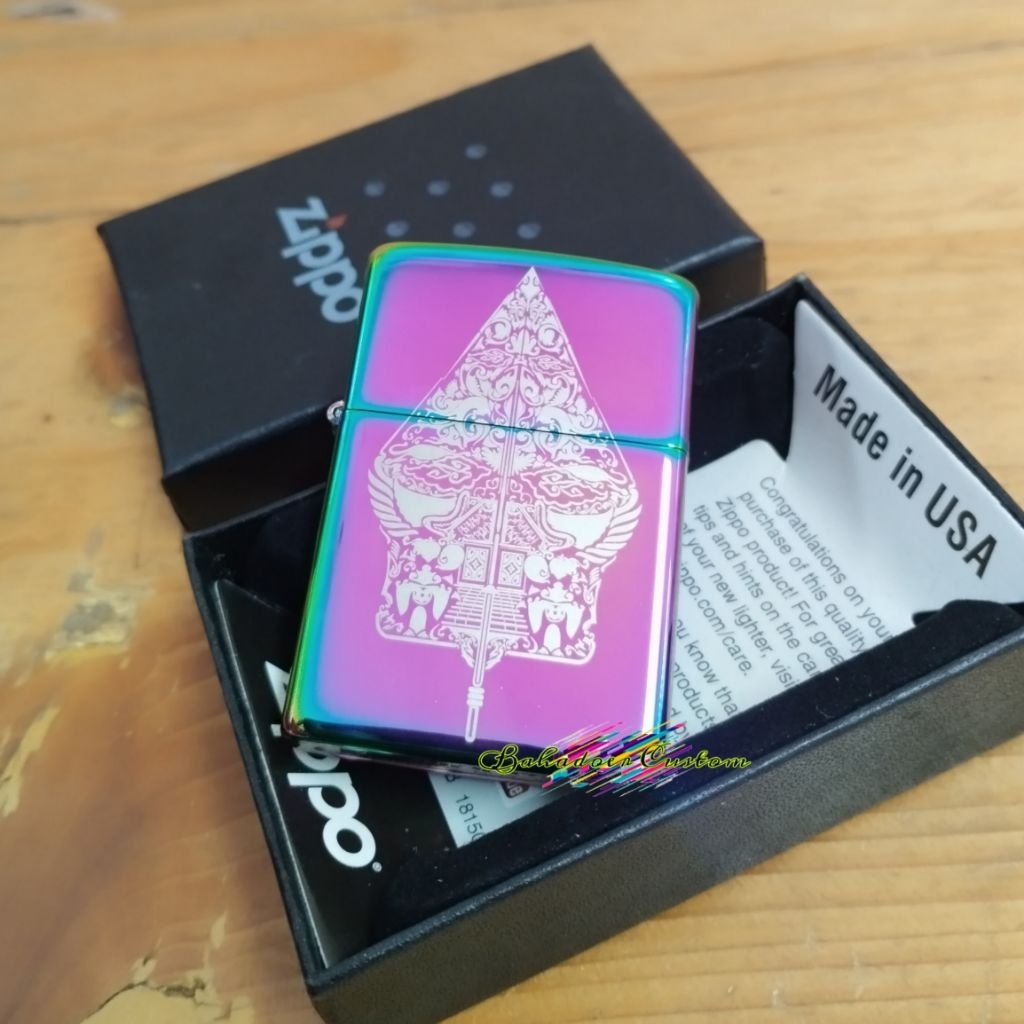 KOREK API ZIPPO SPECTRUM RAINBOW CHROME CUSTOM GRAFIR WAYANG GUNUNGAN DESIGN BISA REQUEST CUSTOM GRA